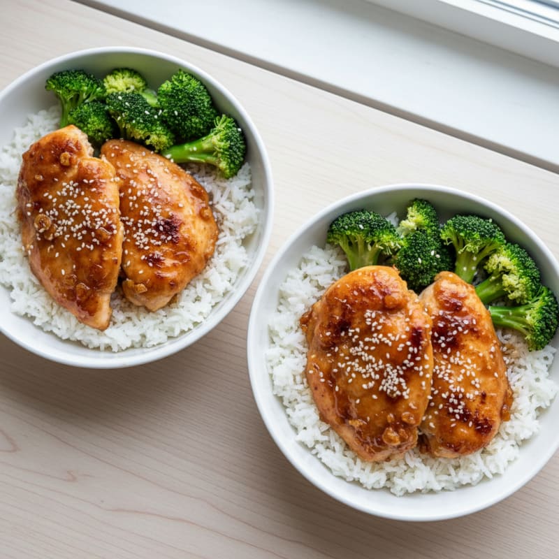 Crispy Honey-Garlic Chicken Bowls