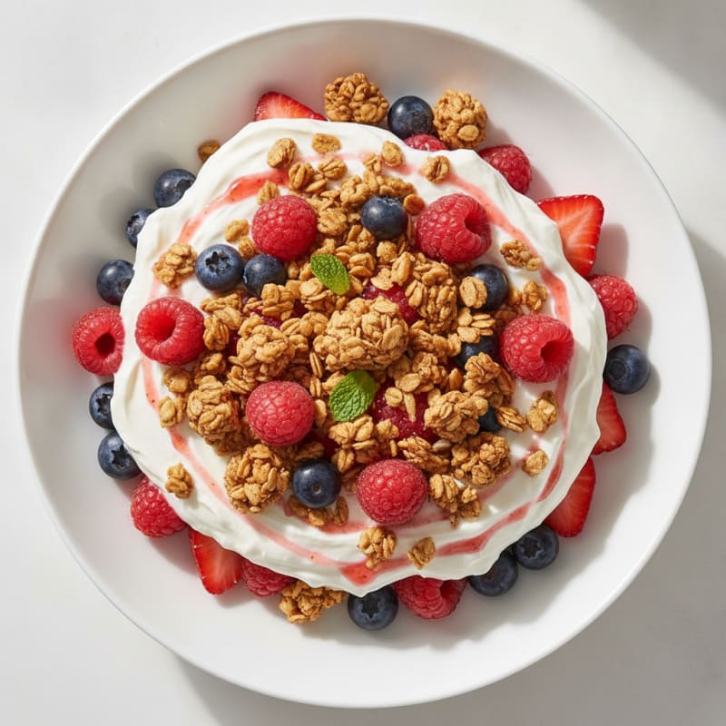 Silky Greek Yogurt Parfait with Protein Granola and Berries