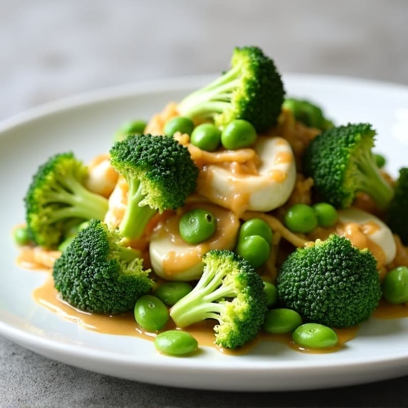 Creamy Cottage Cheese and Edamame Stir-Fry with Broccoli