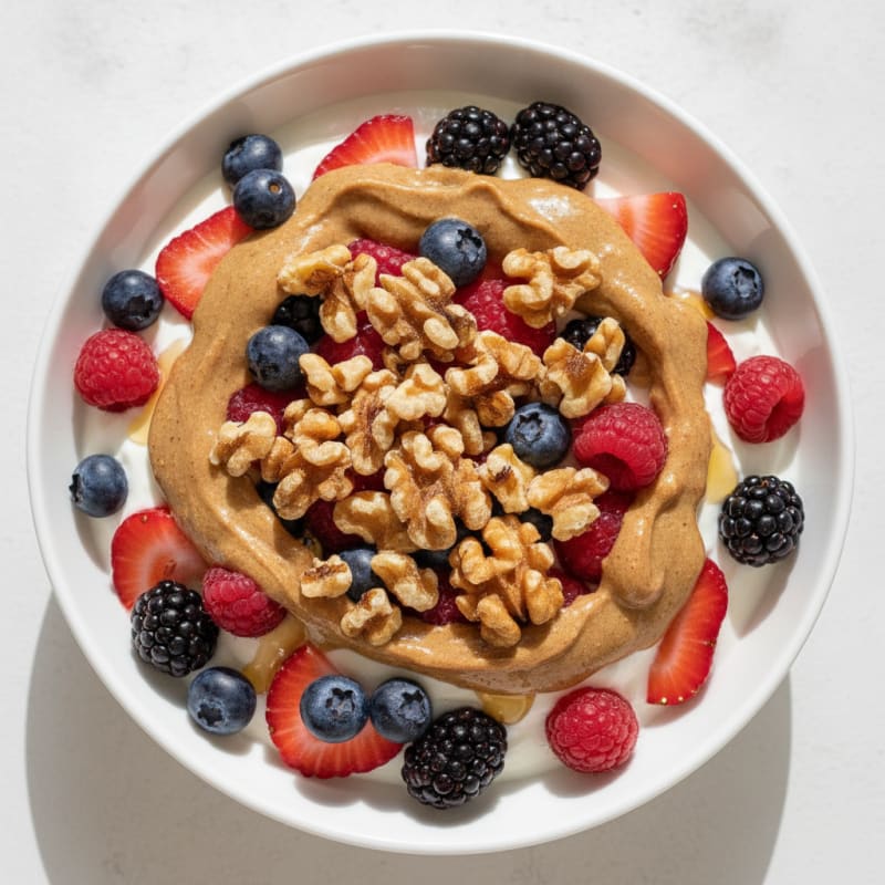 Creamy Greek Yogurt Bowl with Mixed Berries and Almond Butter