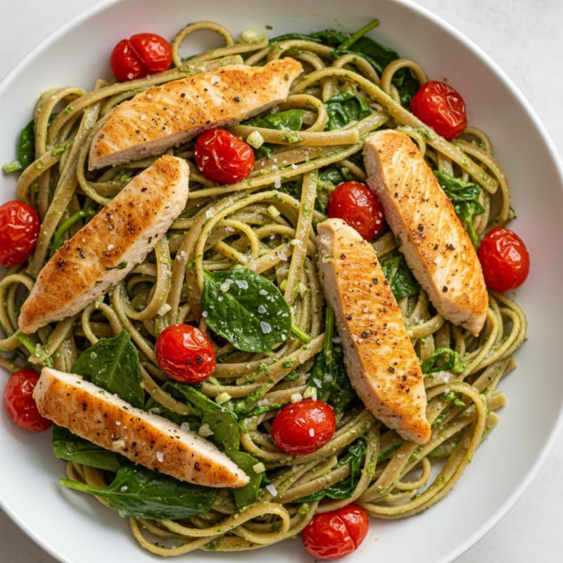 Creamy Pesto Chicken Linguine