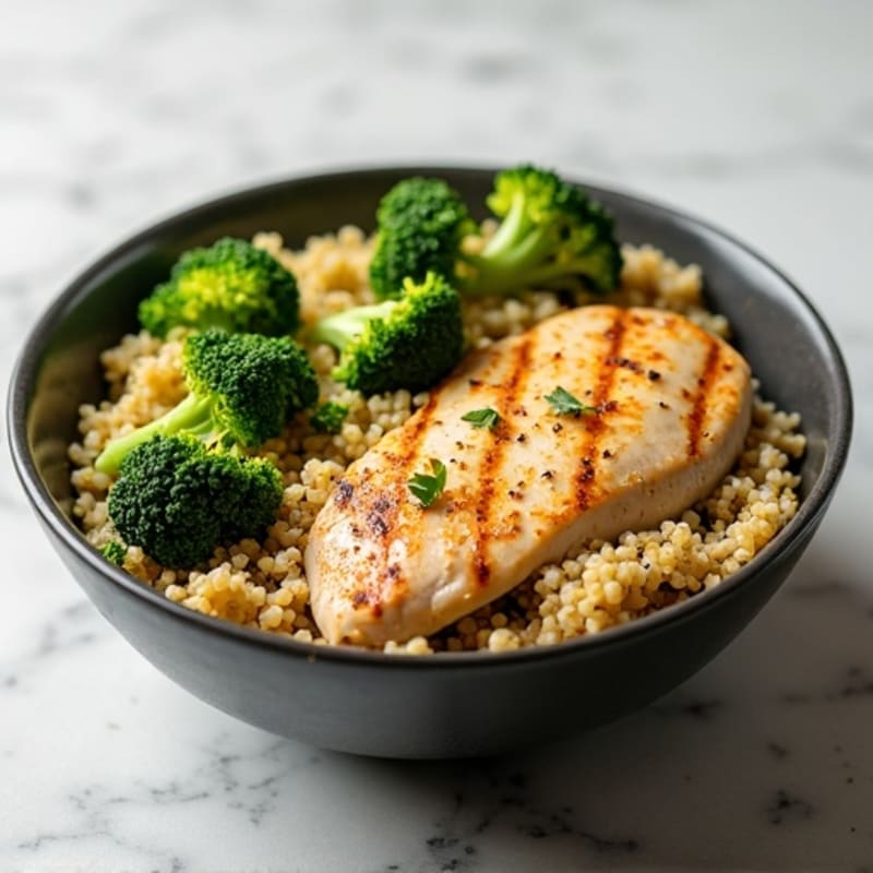 Grilled Chicken and Quinoa Bowl with Roasted Broccoli