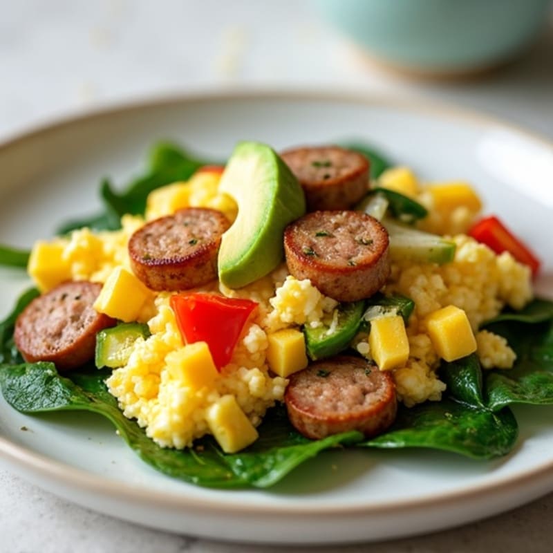 Egg White and Turkey Sausage Scramble with Spinach