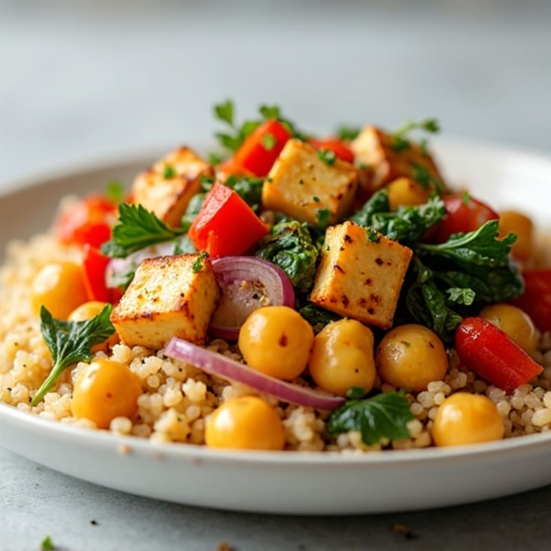 Lemon-Herb Roasted Chickpeas and Vegetables with Fluffy Quinoa