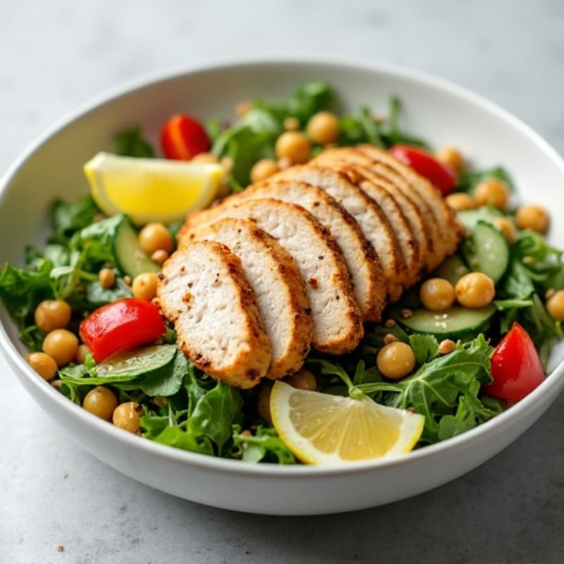 Grilled Turkey Breast Salad with Cucumber and Chickpeas