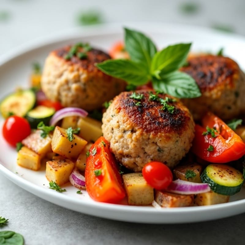 Herb-Seasoned Turkey Meatballs with Roasted Vegetables