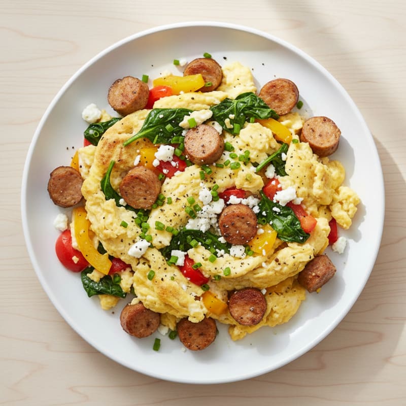 Chicken Sausage Skillet with Fluffy Eggs