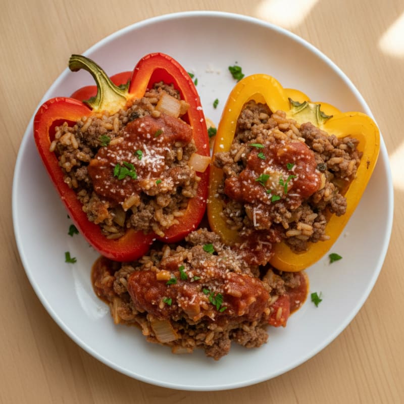 Beef and Rice Stuffed Bell Peppers