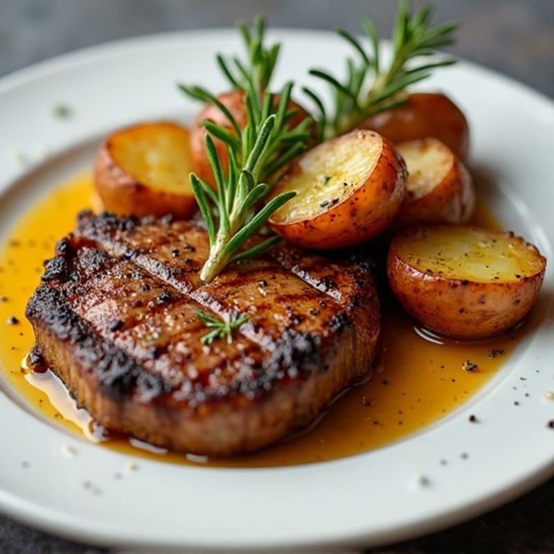 Herb-Garlic Butter Seared Steak with Roasted Baby Potatoes