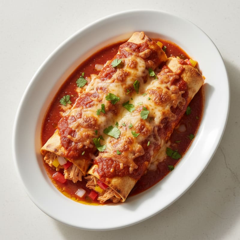 Chicken Enchiladas with Red Chili Sauce