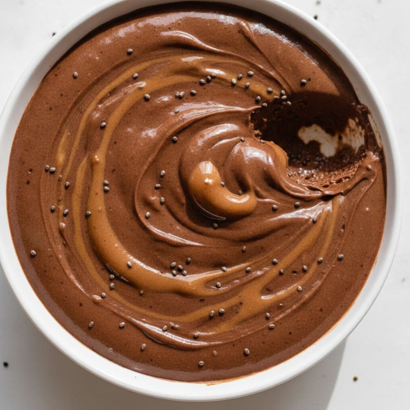 Silky Chocolate Protein Pudding with Almond Butter Swirl