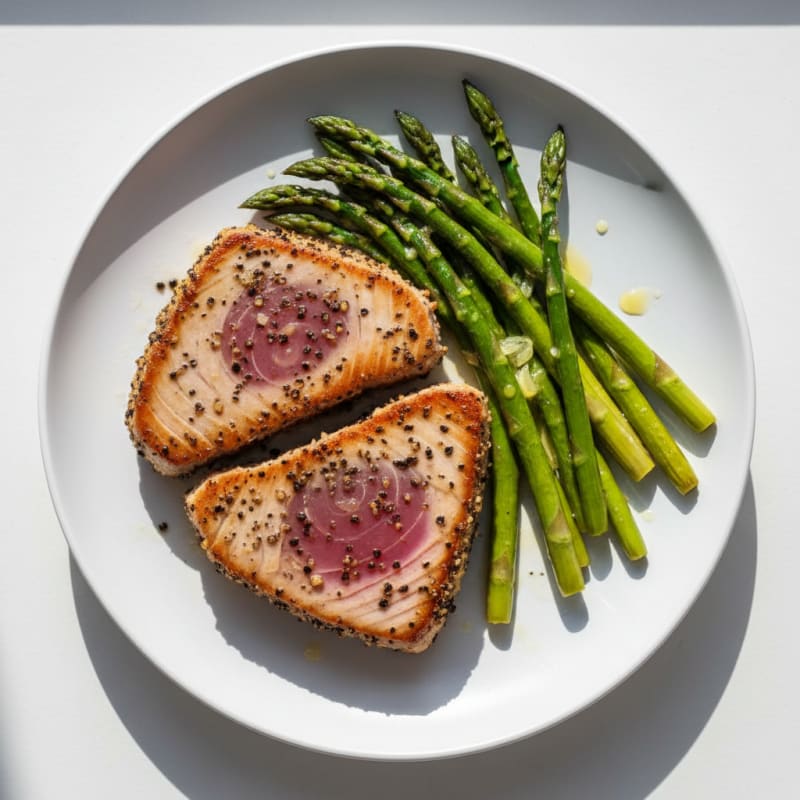 Seared Tuna Steak with Roasted Asparagus