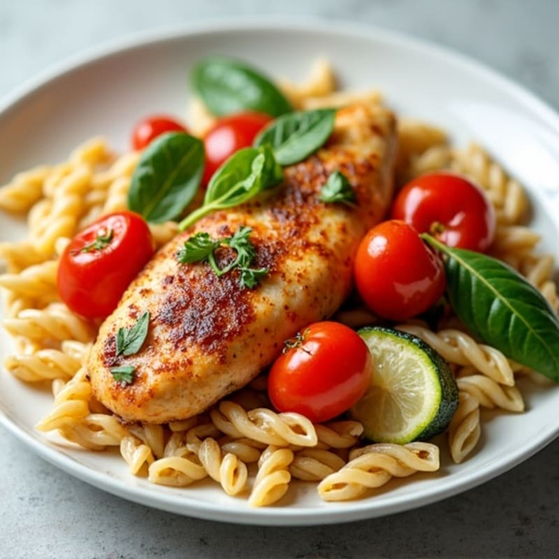 Healthy Spicy Cajun Chicken and Veggie Pasta