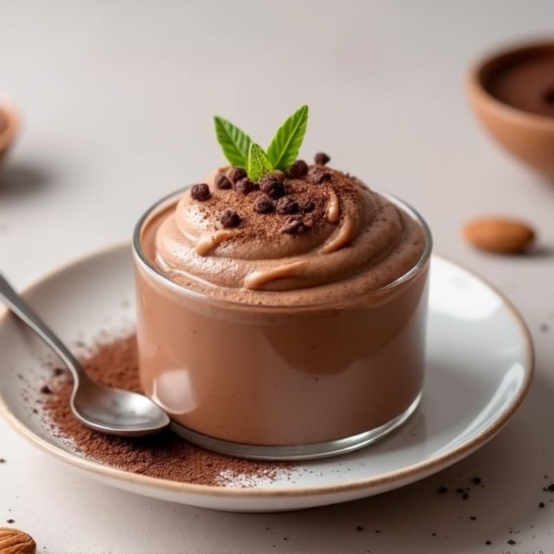 Silky Chocolate Protein Mousse with Almond Butter Swirl