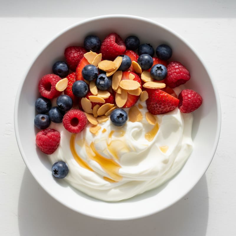 Greek Yogurt Protein Bowl with Mixed Berries and Almonds
