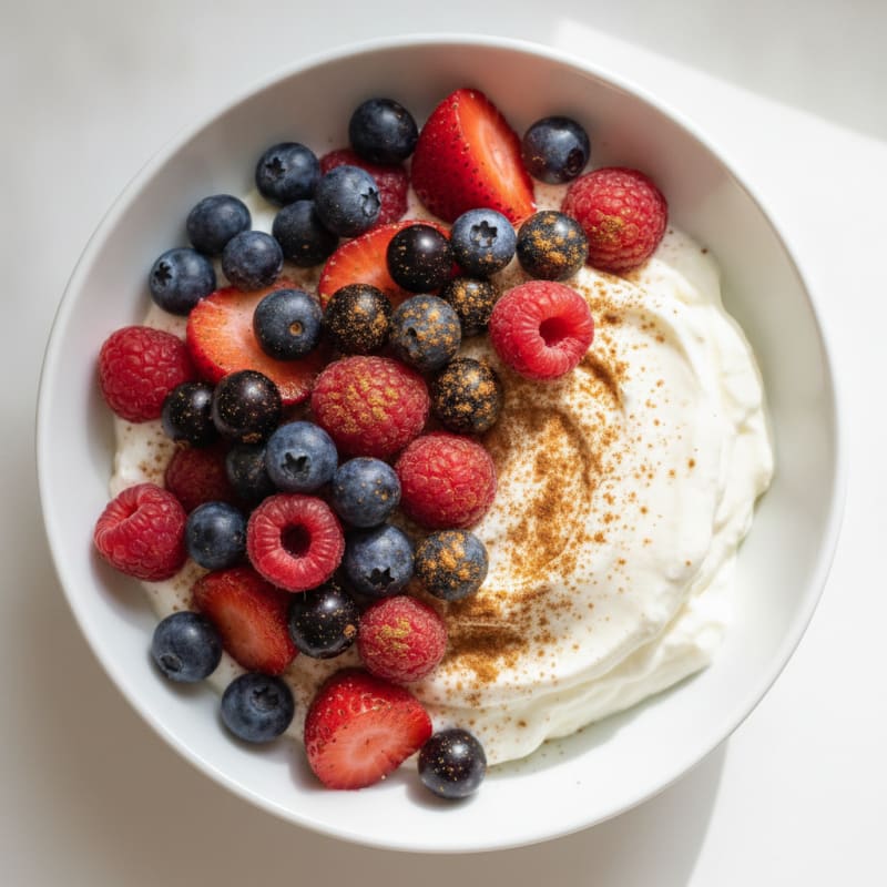 Silky Vanilla Protein Yogurt with Mixed Berries