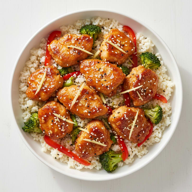 Crispy Honey-Garlic Chicken Bowls