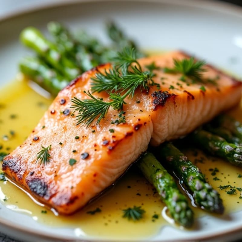 Lemon Herb Grilled Salmon with Crispy Roasted Asparagus