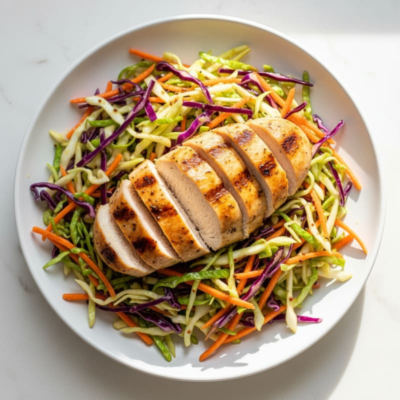 Grilled Chicken Breast with Crunchy Slaw