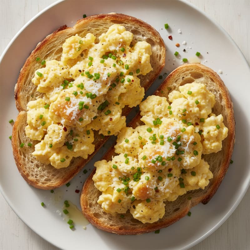 High-Protein Sourdough Egg Scramble Toast