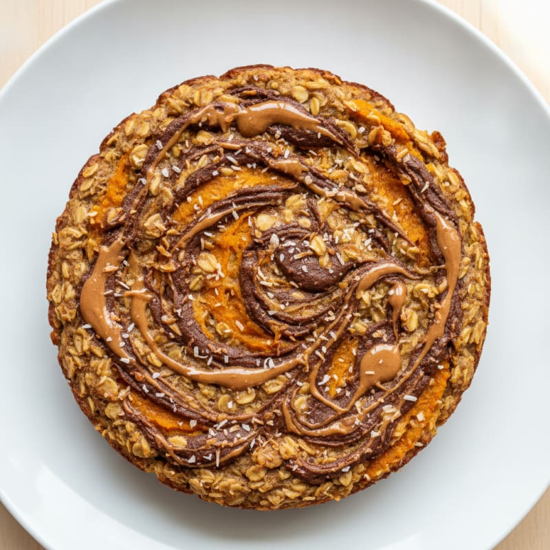 Pumpkin Peanut Butter Swirl Baked Oatmeal