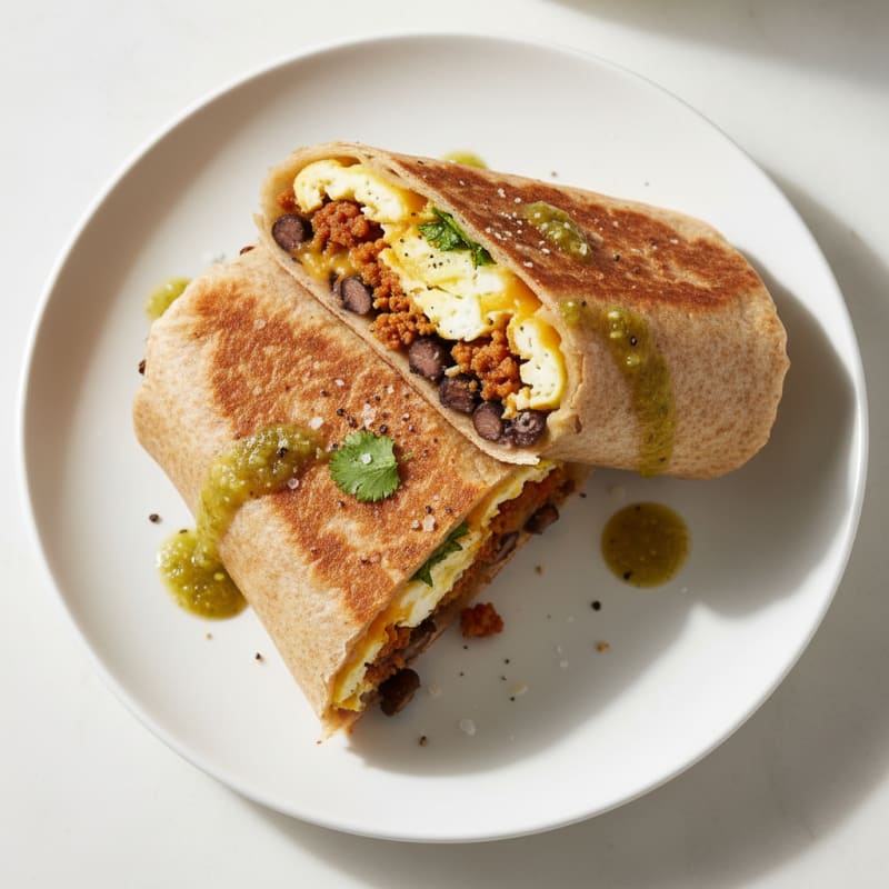 Crispy Chorizo and Egg Breakfast Burrito