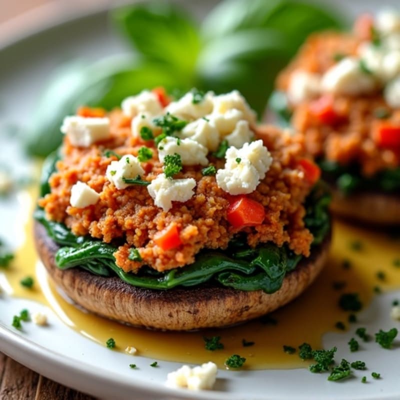 Savory Stuffed Portobello Mushrooms with Lean Ground Turkey and Fresh Herbs