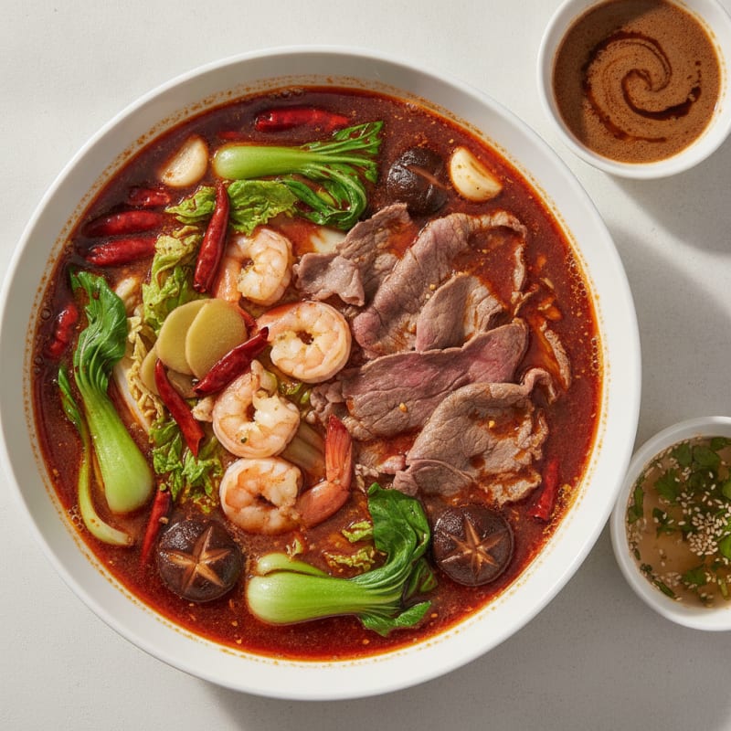 Sichuan Chili Hotpot with Dipping Sauces