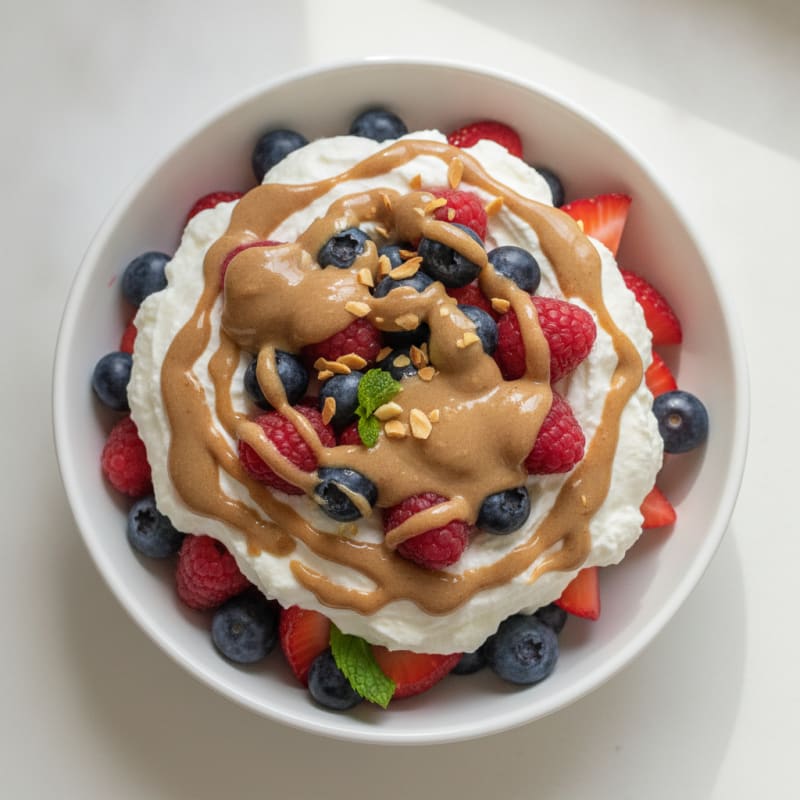 Greek Yogurt Protein Parfait with Mixed Berries and Almond Butter