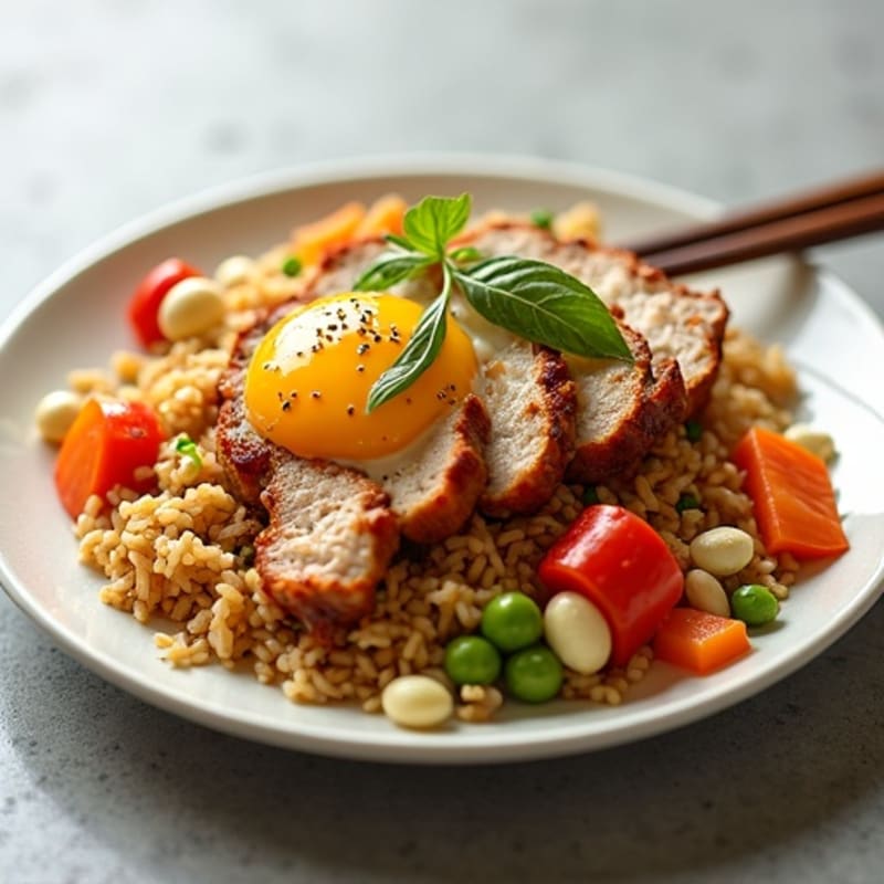 Lean Pork Kimchi Fried Rice with Fresh Vegetables