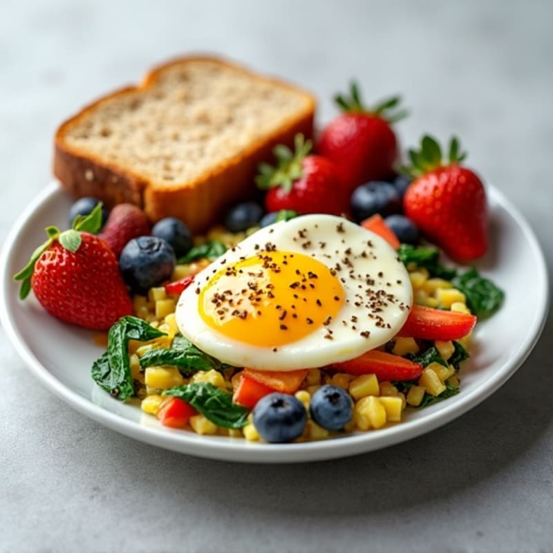 Egg White Vegetable Scramble with Fresh Berries