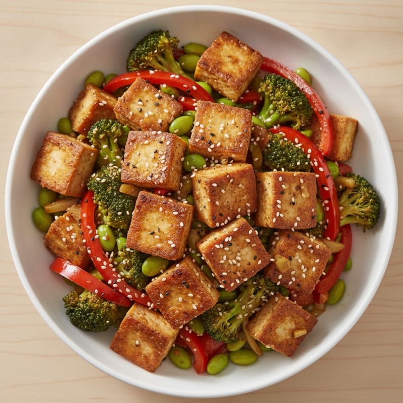 Sesame Tofu Stir-Fry with Mixed Vegetables
