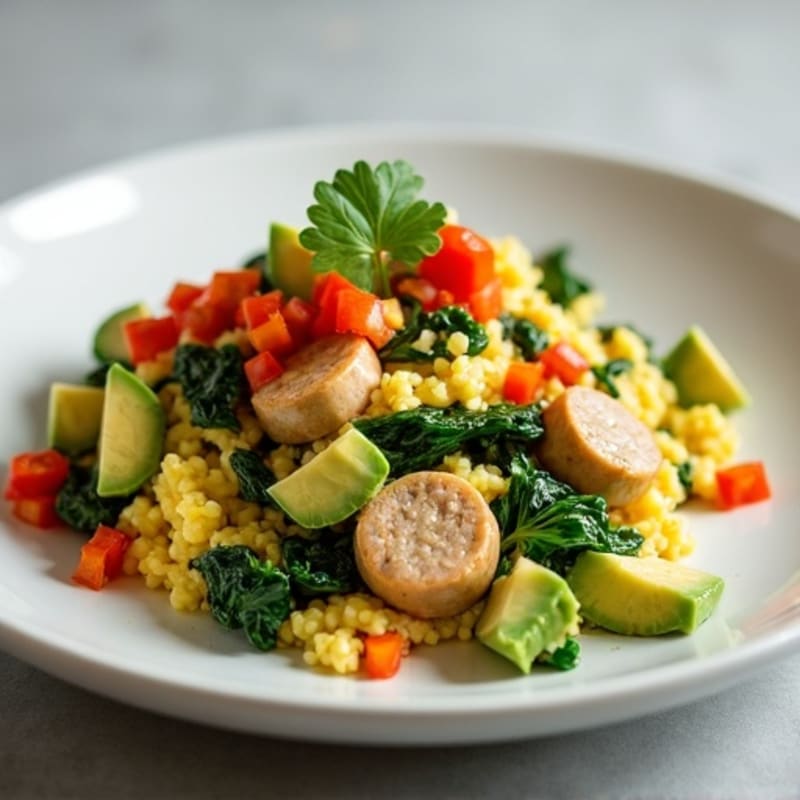 Egg White and Turkey Sausage Scramble with Spinach
