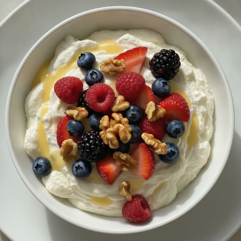 Greek Yogurt Protein Mousse with Mixed Berries