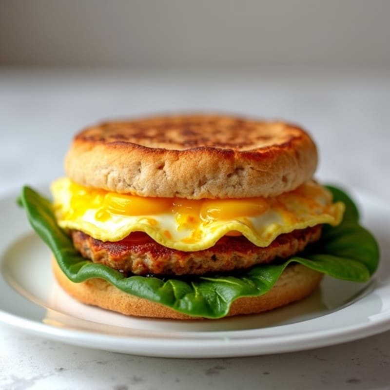 Lean Turkey Sausage Breakfast Sandwich with Fluffy Eggs