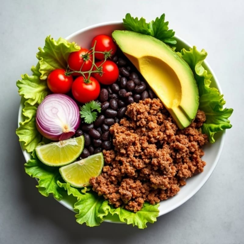 Spicy Taco-Seasoned Ground Beef Salad Bowl