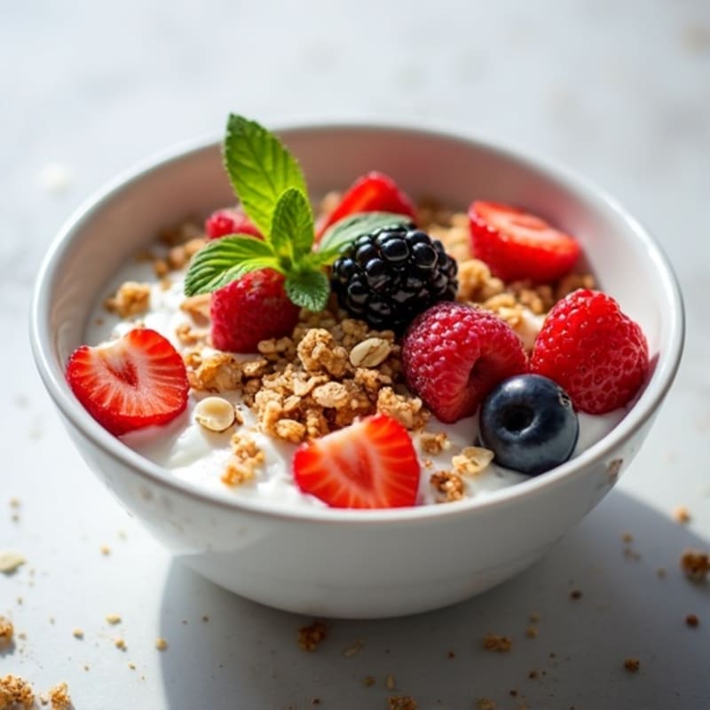 Protein-Packed Greek Yogurt Bowl with Fresh Berries and Crunchy Granola