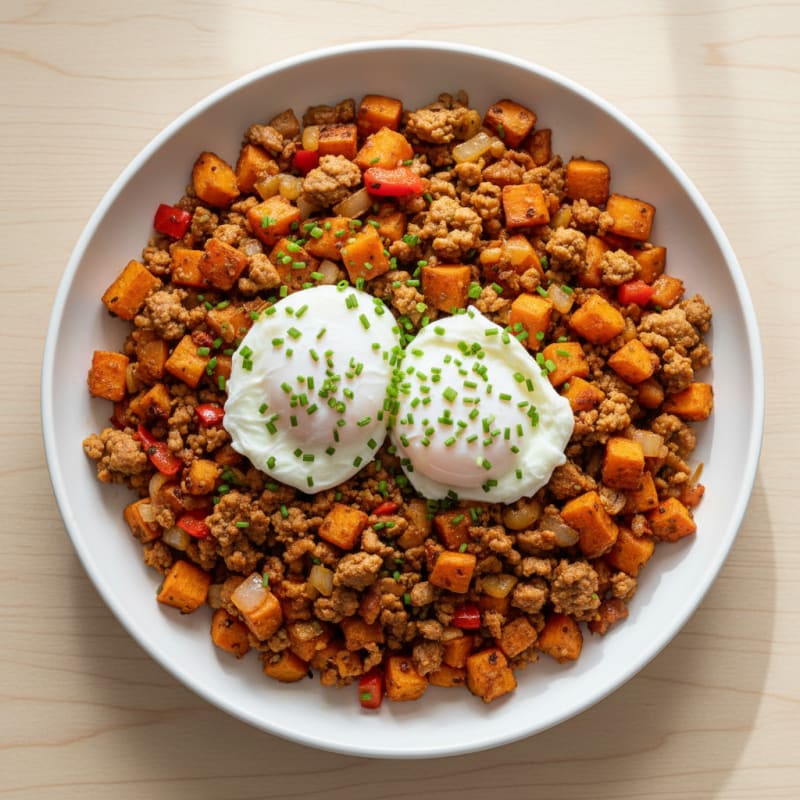 Crispy Golden Hash with Poached Eggs