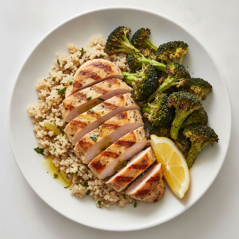 Grilled Turkey Breast with Quinoa and Roasted Broccoli