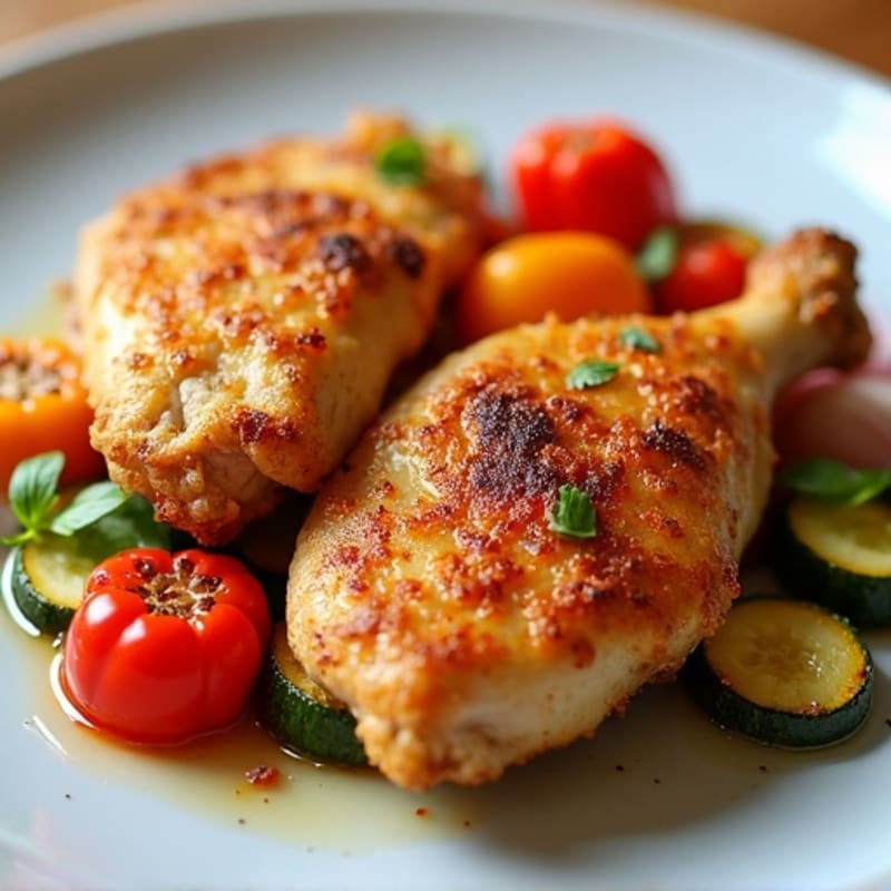 Crispy Buttermilk Baked Chicken with Roasted Vegetables