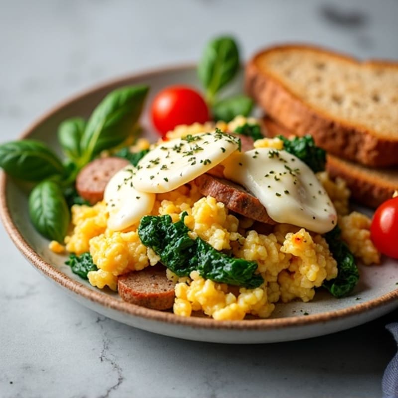 Egg White and Turkey Sausage Scramble with Spinach