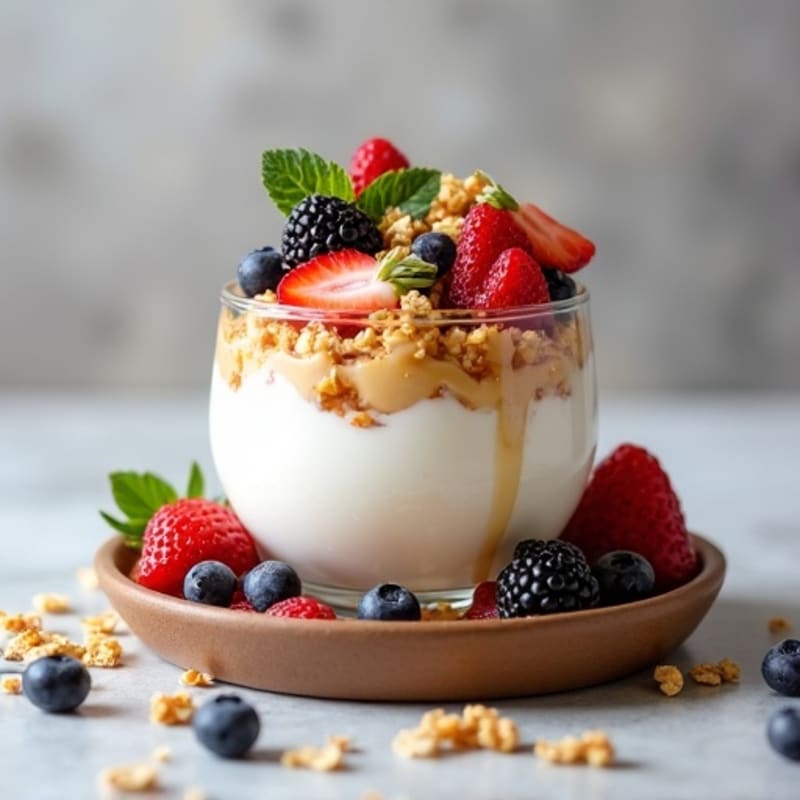 Silky Protein Greek Yogurt Parfait with Mixed Berries