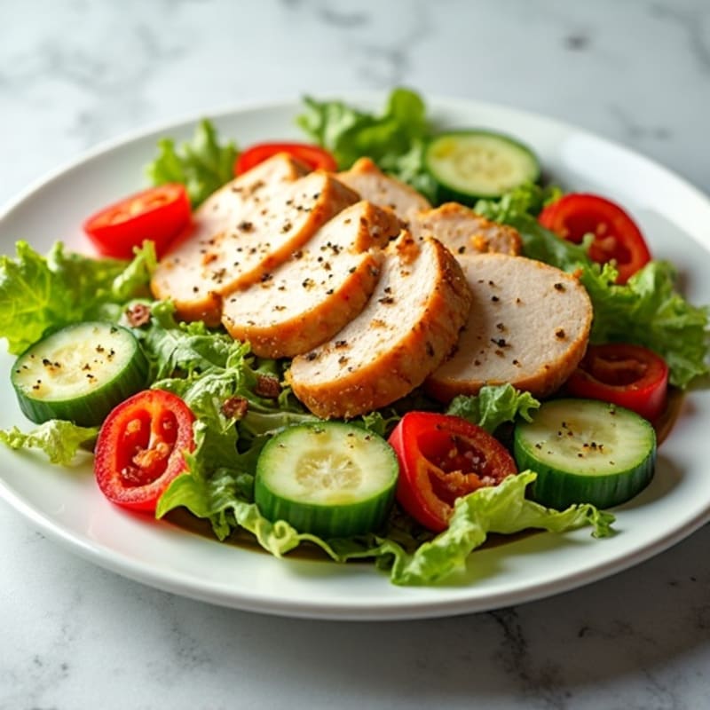Lean Turkey and Provolone Crispy Vegetable Salad with Tangy Red Wine Vinaigrette