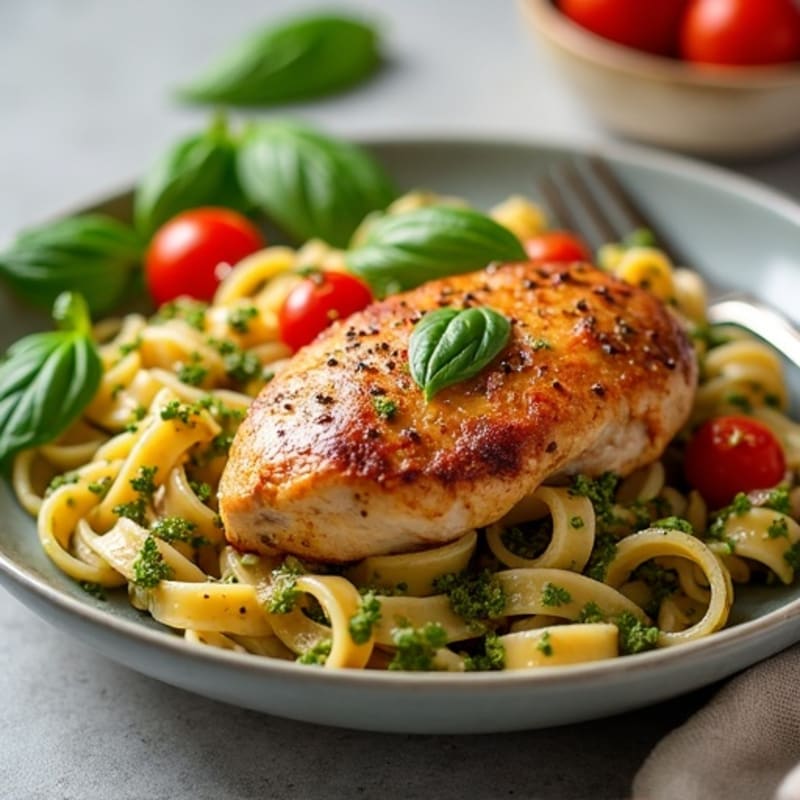 Roasted Chicken with Fresh Pesto Whole Wheat Pasta