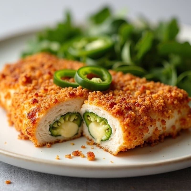 Crispy Baked Spicy Jalapeño Stuffed Chicken Breast