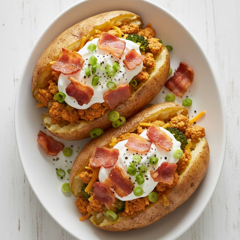 Creamy Loaded Baked Potatoes with Crispy Bacon