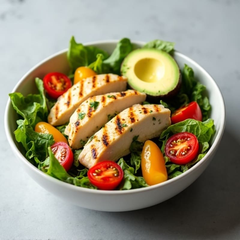 Crisp Greens, Creamy Avocado, and Grilled Chicken Salad Bowl