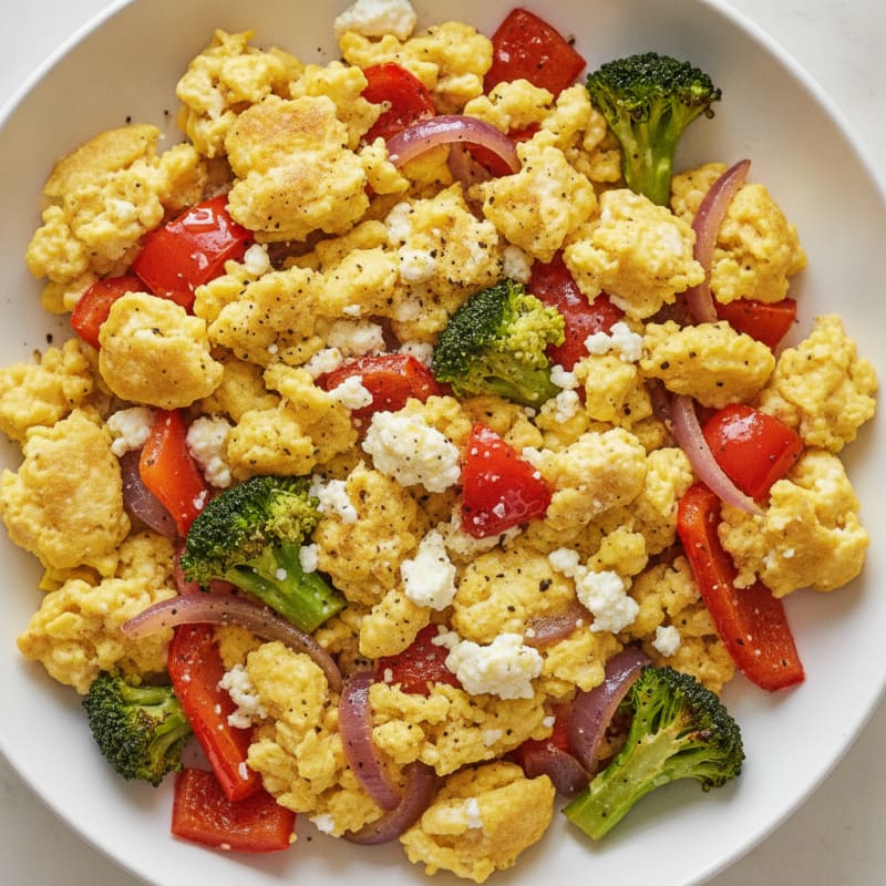 Hearty Scrambled Eggs with Roasted Vegetables