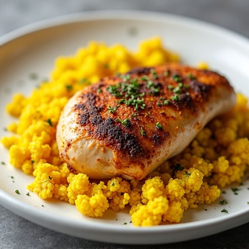 Herb-Roasted Chicken with Turmeric Cauliflower Rice