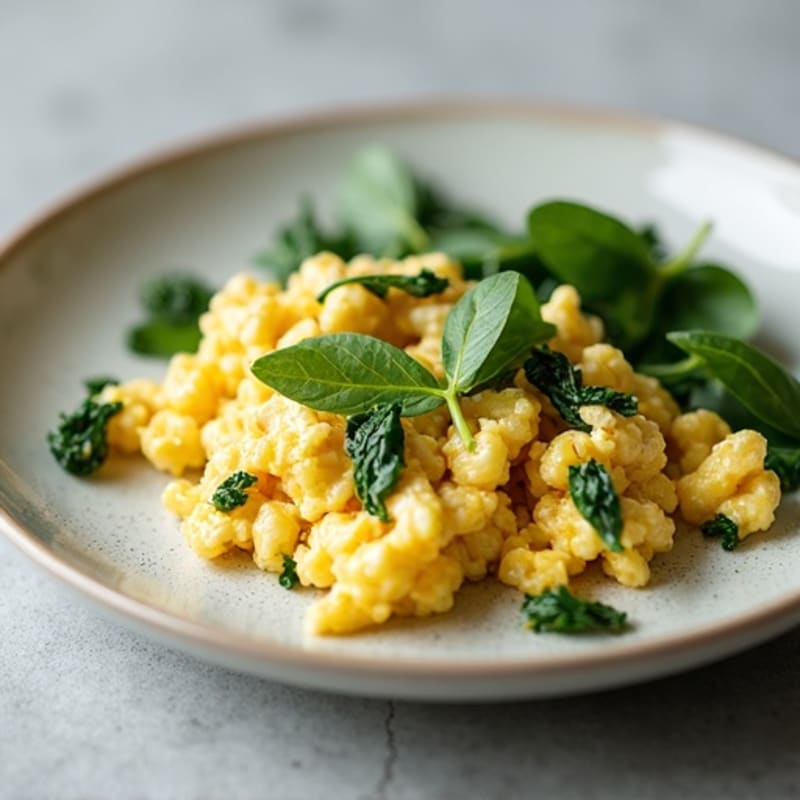 Egg White Spinach Scramble with Turkey Breast